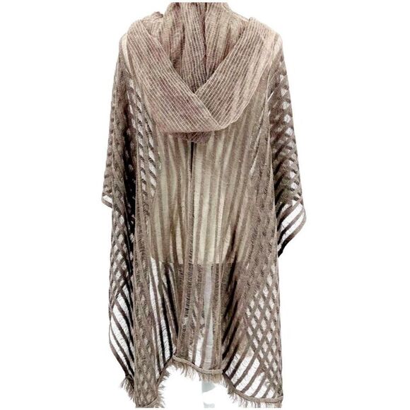 Shawl Cover up Cardigan Hood Tan - Picture 5 of 10